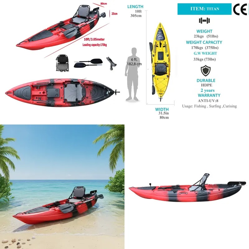 Fishing Boat Paddle - 10ft Single Seat Sit on Fishing